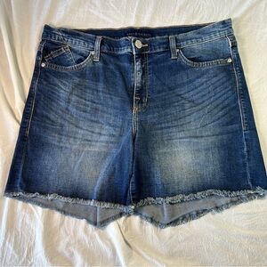 Rock & Republic Bumpershoot Denim Shorts Womens Sz 16 Mid Rise Cutoff Raw Hem